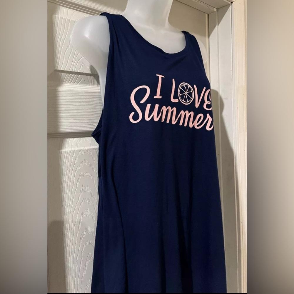 St. John’s Bay Women’s Tank Top I Love Summer Navy 1X NWT